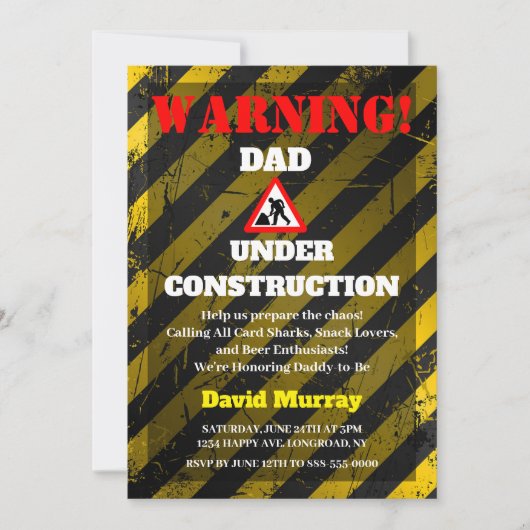 Dadchelor Party | Waarschuwing DAD in aanbouw Kaart (Voorkant)