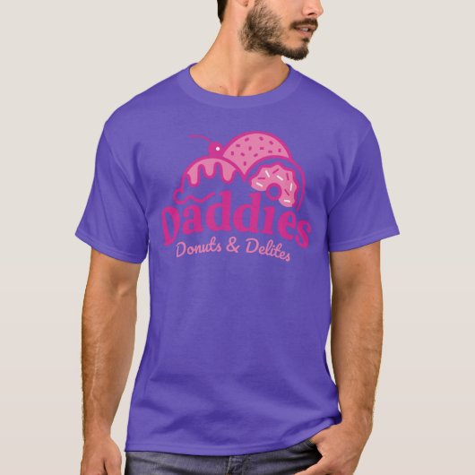 Daddies donuts T-Shirt in een groot Paars/roze  (Voorkant)