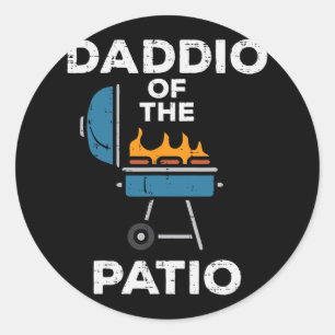 Daddio van de patio Grappig BBQ Redding Grillen Pa Ronde Sticker
