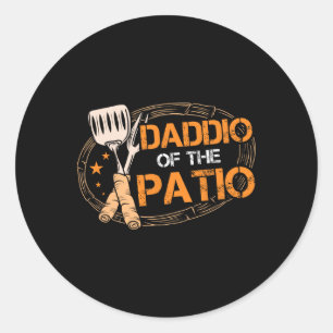 Daddio van de patio grillen worst BBQ Redcue Ronde Sticker