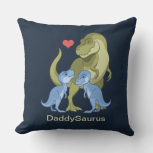 DaddSaurus T-Rex & Twin Baby Boy Dinosaurus Throw  Kussen