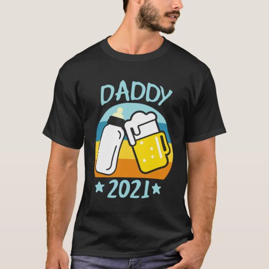 Daddy 2021 Father Baby Birth Men  Dad T-shirt (Voorkant)