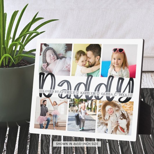 DADDY 6 Foto Collage Gray aangepaste tekst 8x10 Pl Fotoplaat