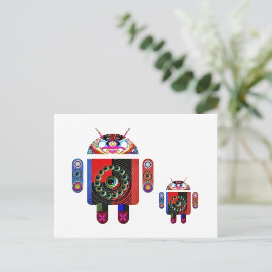 Daddy and Baby Android - Art101 van Navin Briefkaart (Staand voorkant)