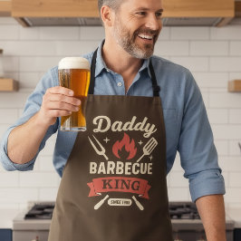 Daddy Barbecue King BBQ Apron for Dad Schort