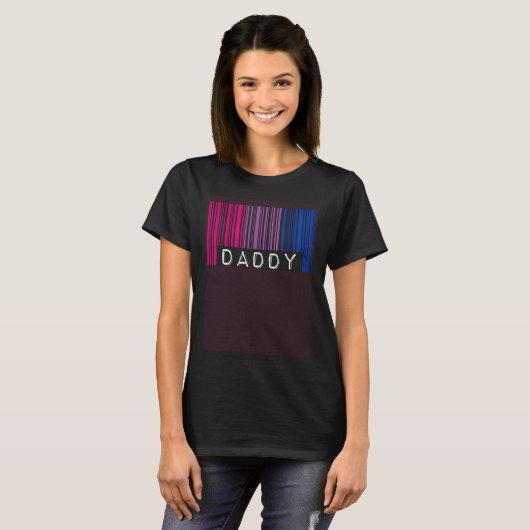 Daddy Barcode Bisexual Pride Flag Aesthetic LGBTQ  T-shirt (Voorkant volledig)