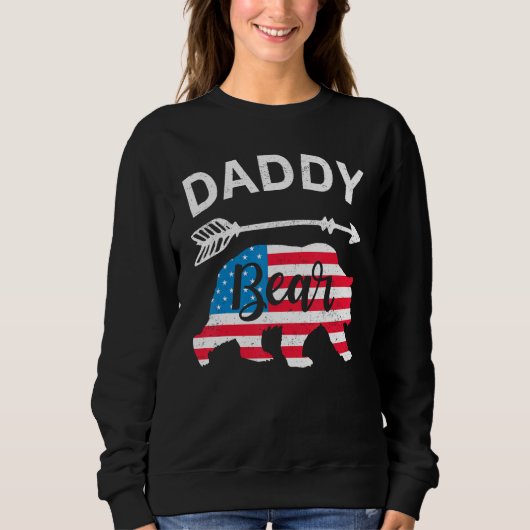 Daddy Bear Papa Bear American Flag 4th of July Fat Trui (Voorkant)