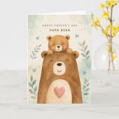 Daddy Beer en Little Bear Vaderdag  Kaart (Gele Bloem)
