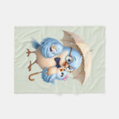 Daddy Bird Familie Fleece Dekbed Deken (Voorkant (Horizontaal))
