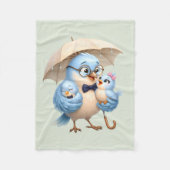 Daddy Bird Familie Fleece Dekbed Deken (Voorkant)