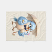 Daddy Bird Familie Fleece Deken Geschenk (Voorkant (Horizontaal))