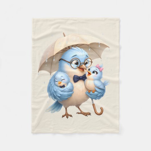 Daddy Bird Familie Fleece Deken Geschenk (Voorkant)