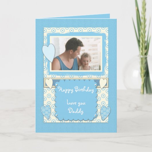 Daddy Birthday Foto blauwe groet Kaart (Voorkant)