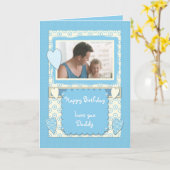 Daddy Birthday Foto blauwe groet Kaart (Gele Bloem)