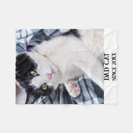 Daddy cat since Photo cute cat Fleece Deken (Voorkant (Horizontaal))