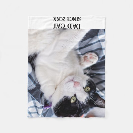 Daddy cat since Photo cute cat Fleece Deken (Voorkant)