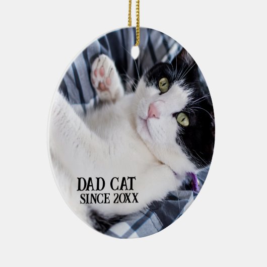 Daddy cat since Photo cute cat Keramisch Ornament (Rechts)