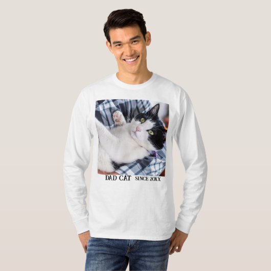 Daddy cat since Photo cute cat T-shirt (Voorkant volledig)