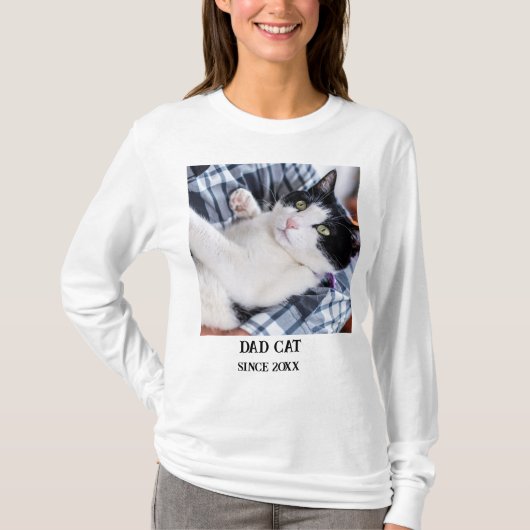 Daddy cat since Photo cute cat T-shirt (Voorkant)