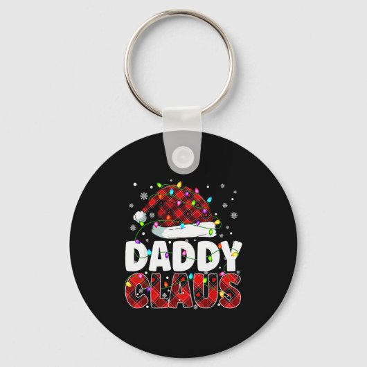 Daddy Claus Merry Christmas Santa Hat Family Match Sleutelhanger (Voorkant)