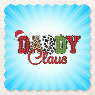 Daddy Claus Plaid Pattern-60095 Kartonnen Onderzetters