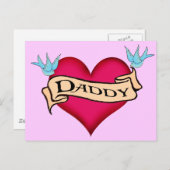 Daddy - Custom Heart Tattoo T-shirts & Cadeaus Briefkaart (Voorkant / Achterkant)