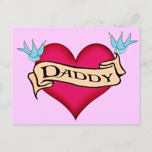 Daddy - Custom Heart Tattoo T-shirts & Cadeaus Briefkaart (Voorkant)