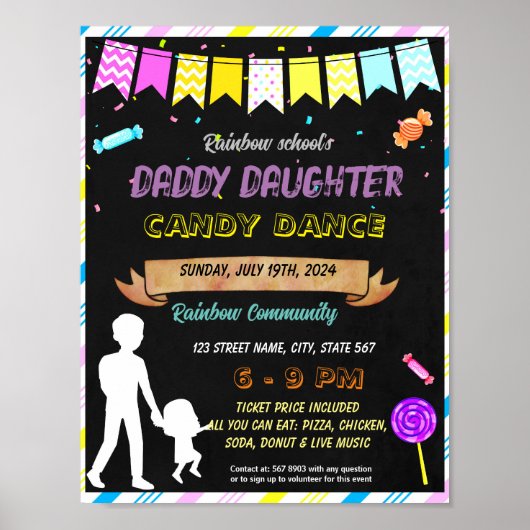 Daddy Daughter Snoep dance event sjabloon Poster (Voorkant)