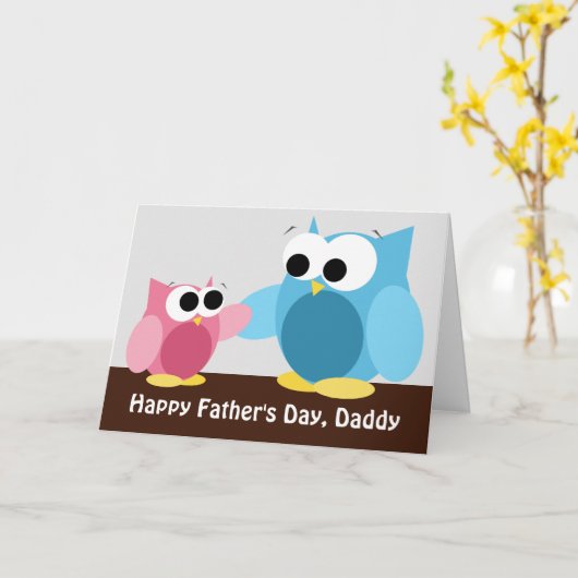 Daddy & Daughter Uilen - Vaderdag Kaart (Gele Bloem)