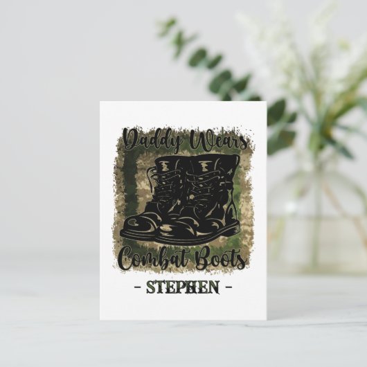 Daddy Dears Combat Boots – Militair geïnspireerd Briefkaart (Staand voorkant)