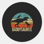 Daddy Dinosaur Daddysaurus 2 Two Kids Christmas Gi Ronde Sticker (Voorkant)