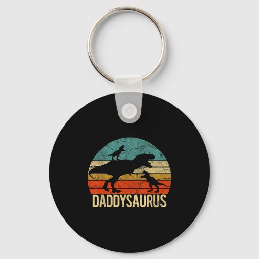 Daddy Dinosaur Daddysaurus 2 Two Kids Christmas Gi Sleutelhanger (Voorkant)
