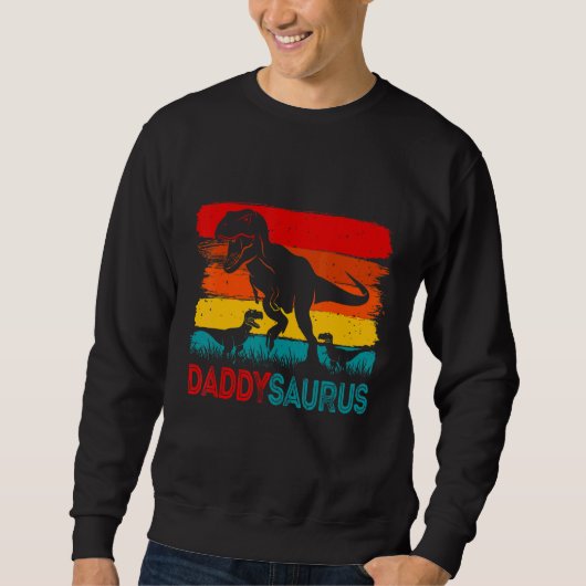 Daddy Dinosaur Daddysaurus 2 Two kids Xmas Men Fat Trui (Voorkant)