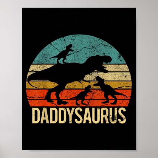 Daddy Dinosaur Daddysaurus 3 Drie Kinderen Kerstmi Poster (Voorkant)