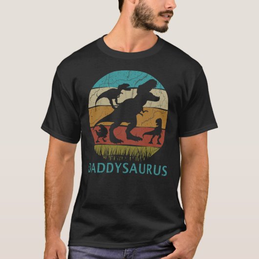 Daddy Dinosaur DaddySaurus With 3 or 2 Kids Christ T-shirt (Voorkant)
