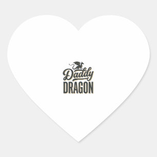 Daddy Dragon Vintage Gravure Shirt Ontwerp_1 Hart Sticker