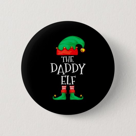 Daddy Elf Family Christmas Daddy Dad Father Elf Sw Ronde Button 5,7 Cm (Voorkant)