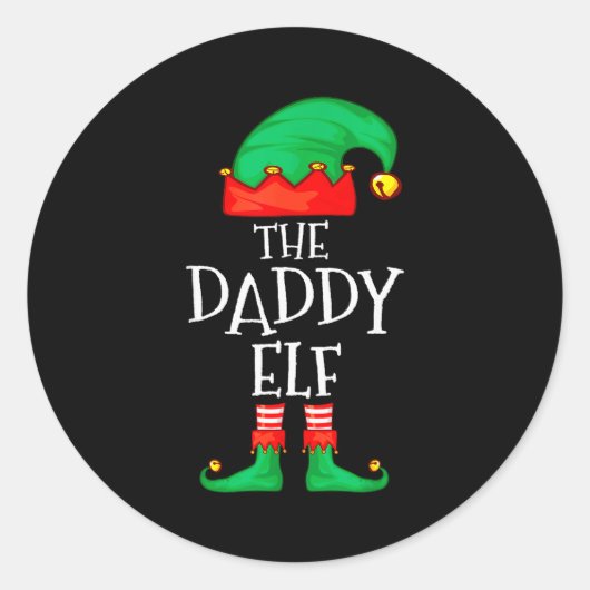 Daddy Elf Family Christmas Daddy Dad Father Elf Sw Ronde Sticker (Voorkant)