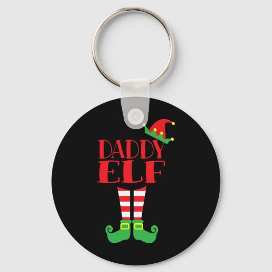 Daddy Elf Kerst Seizoen Papa's Mama's Matching Te Sleutelhanger (Voorkant)
