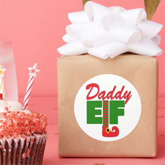 Daddy Elf Ronde Sticker (Feest)