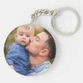 Daddy Est Jaar Vaderdag Vetgedrukte Typografie Fot Sleutelhanger (Achterkant)