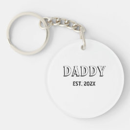 Daddy Est Jaar Vaderdag Vetgedrukte Typografie Fot Sleutelhanger