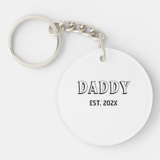 Daddy Est Jaar Vaderdag Vetgedrukte Typografie Fot Sleutelhanger (Voorkant)