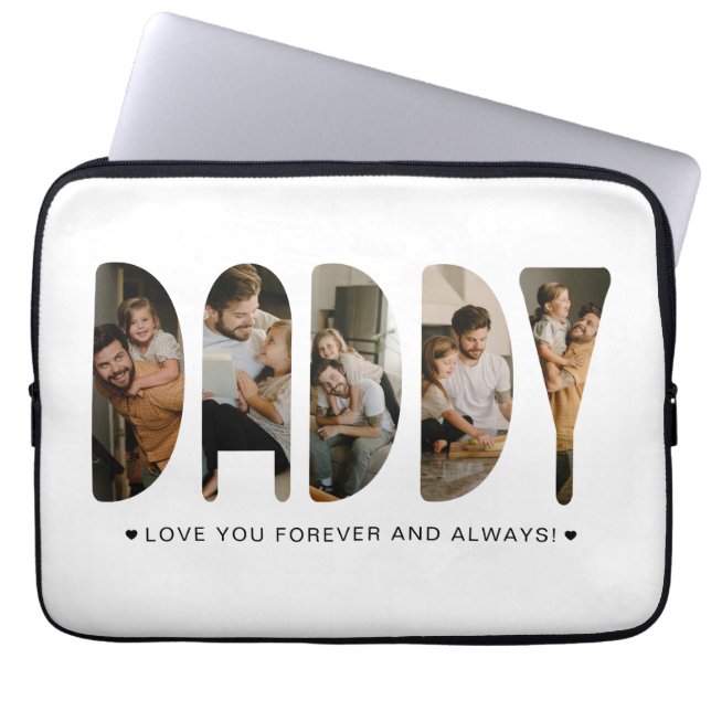 DADDY Foto Letters Vaderdag   Laptop Sleeve (Voorkant)