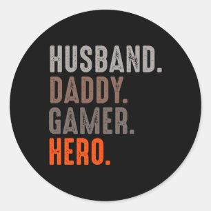 Daddy Gamer Hero - Esport Lover - Videospel Ronde Sticker