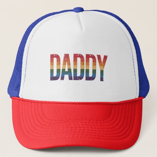 Daddy Gay Pride Maand LGBTQ Vaderdag Rainbow Trucker Pet (Voorkant)