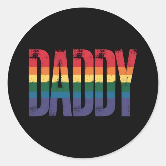 Daddy Gay Pride Maand LGBTQ Vaders Dag Regenboog Ronde Sticker (Voorkant)