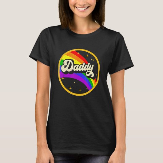 Daddy Gay Pride Month LGBTQ Fathers Day Rainbow Fl T-shirt (Voorkant)