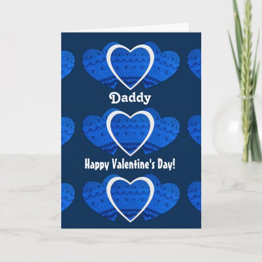 Daddy / Gelukkige Valentijnsdag - Blue Hearts Feestdagen Kaart (Voorkant)