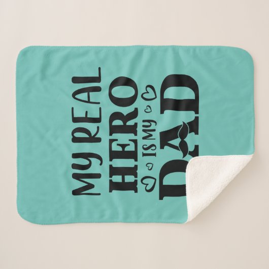 Daddy Gift My Real Hero Is My Hero Sherpa Deken (Voorkant (horizontaal))